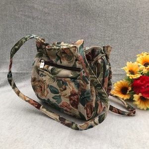 NWT - Multi-Compartment Floral Tapestry Bag